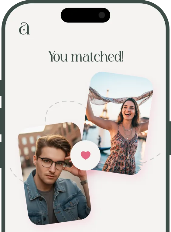 AURO app match screen on an iPhone: You matched